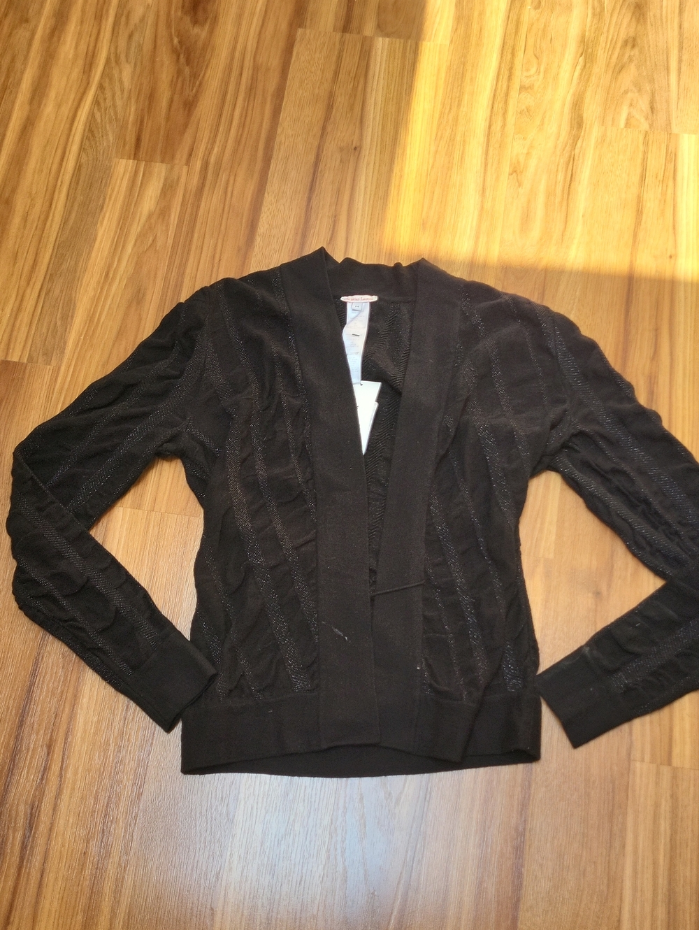 Christian Lacroix Black Open-Front Knit Cardigan with Subtle Texture